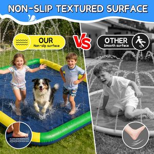Tapis d'arrosage carré de 100 pouces, grand format, antidérapant, pour les familles et les animaux domestiques, jeux aquatiques d'été dans la cour - Product Image 6