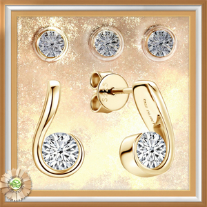 0.60CT <b>3mm</b> D Color Moissanite Stud <b>Earrings</b> 925 Sterling Silver Bezel Curved Piercing Jewelry GRA Certified Trendy Fine <b>Earrings</b> - Product Image 3