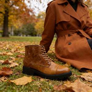 <span class=keywords><strong>Botas</strong></span> de Piel Genuina de Alta Gama, Personalizables, Cómodas, con Cordones en el Tobillo, para <span class=keywords><strong>Mujer</strong></span>, Tacón Grueso, Antideslizantes, para Verano/Otoño - Product Image 3