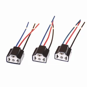 H4 Ceramic Socket, 3 Pins Connector Plug Black Orange Blue Color for H4