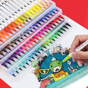 Ensemble de stylos à aquarelle à double tête, 12 ou 24 couleurs, pointe souple, lavable, pour dessin artistique pour enfants - Product Image 1
