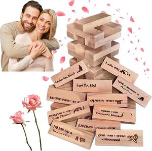 Lust Tower Tumble Tower Blocks Set Adultes et Couples Date Night Jeu d'empilage en bois pour la Saint-Valentin - Product Image 1