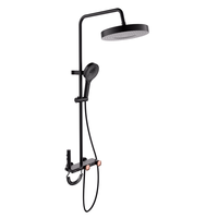 Système de douche en aluminium noir mat avec douchette à main et mitigeur de salle de bain