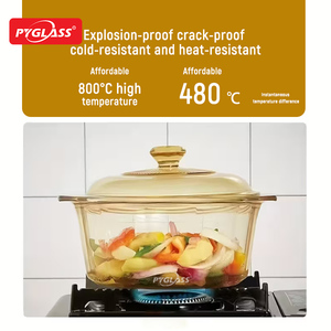 Vaisselle Pyglass, nouvelle conception, vente <span class=keywords><strong>en</strong></span> gros, marmites, <span class=keywords><strong>verre</strong></span> ambré, <span class=keywords><strong>verre</strong></span> borosilicate, pot <span class=keywords><strong>en</strong></span> <span class=keywords><strong>verre</strong></span>, casserole pour micro-ondes - Product Image 4