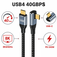 Câble USB 4 USB-C 40 Gbps 240 W PD 8K/60Hz en alliage d'aluminium tressé compatible Thunderbolt 3/4 pour ordinateur portable, moniteur, VR