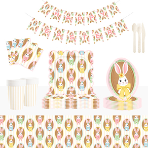 DAMAI New Customized Design <b>Easter</b> Theme Disposable <b>Easter</b> Egg Shape Dessert Dinner Paper Plates <b>Cups</b> Napkin Tableware Set - Product Image 1
