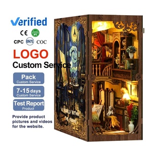 Kustom bersertifikat CE rak buku ajaib dekorasi buku perpustakaan kebisingan DIY ramah kayu 3d DIY buku Nook <span class=keywords><strong>Kit</strong></span> untuk Puzzle mainan