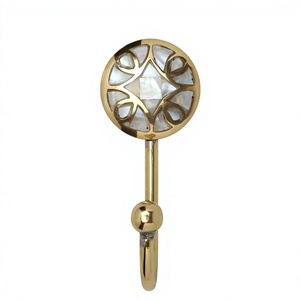 Gold Finish Decorative Coat Hook With Mother Of Pearl Flower Design Luxury Wall Mount Single Hook For <b>Clothing</b> Towel <b>Hanger</b> Hook - Product Image 1