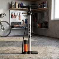 Pompe à air haute pression portable avec manomètre, corps en acier inoxydable, poignée ergonomique pour vélo, moto, voiture