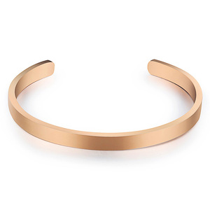 Bracelet manchette unisexe en acier inoxydable en forme de C, lisse, 5 mm x 15 cm, bijou tendance - Product Image 5