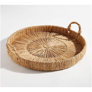 Plateau décoratif en rotin et corde naturelle tissé à la main Panier de service et d'organisation de style ferme et côtier écologique pour la cuisine - Product Image 4