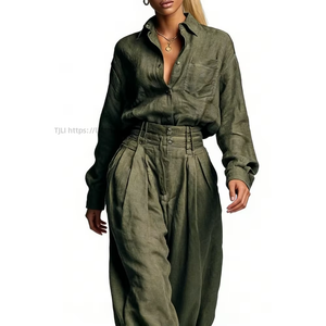 Women's Oversized Shirt & Balloon <b>Pants</b> 2 Piece Set - Casual Summer Co-ord Outfit Fashion - Product Image 4