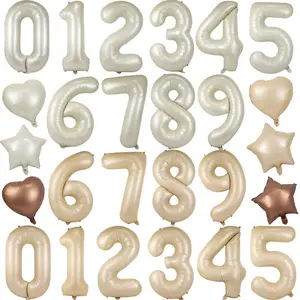 40 Inch Crème Beige Kleuren Folie Letter Nummer Ballonnen 0-9 Helium Ballon Voor Verjaardagsfeestje Decoraties