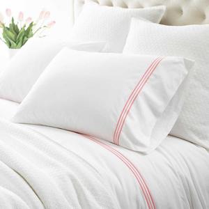 Ensemble de literie moderne 100% coton avec broderie de rayures personnalisée, housse de couette et drap-housse, taille Queen/King, uni, 300tc, <span class=keywords><strong>OME</strong></span>/ODM - Product Image 3