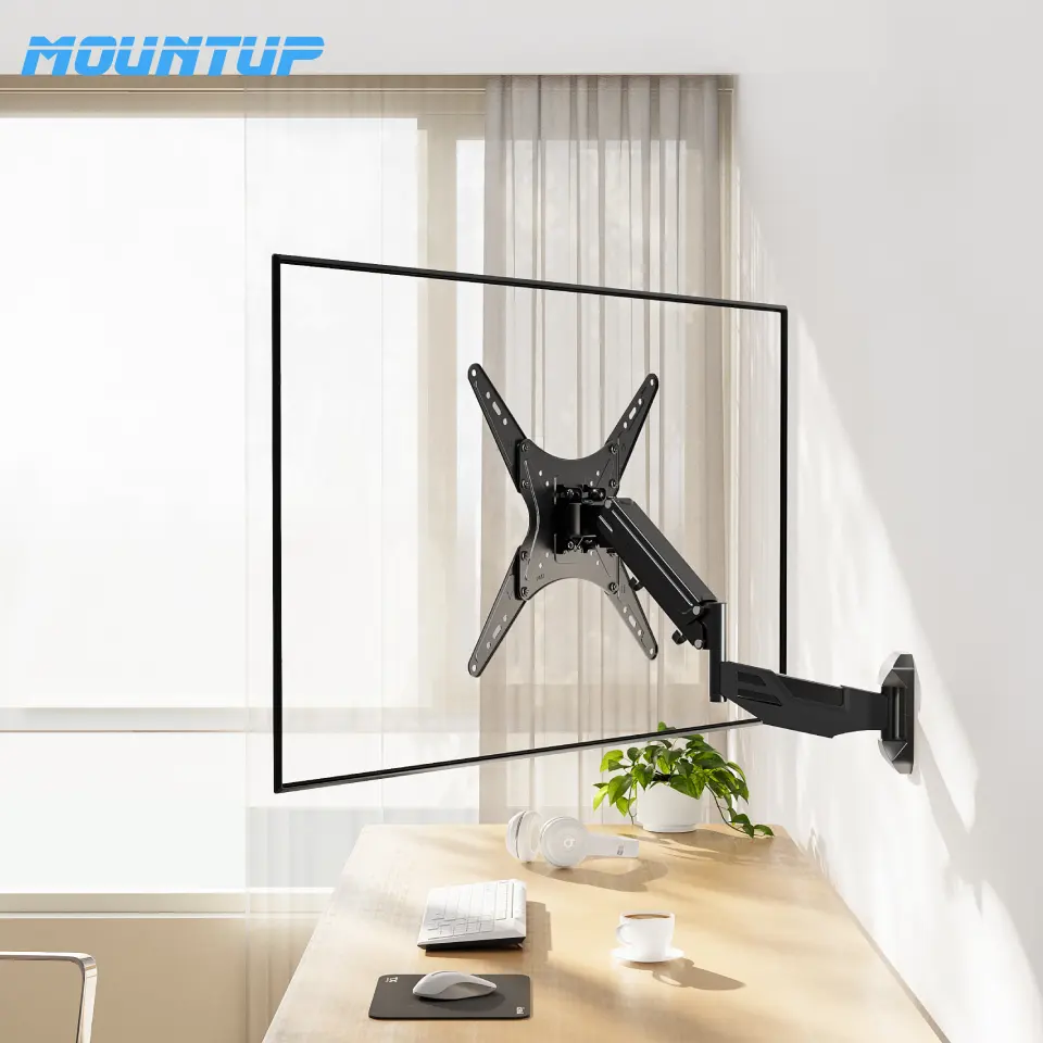 Mountup 20 ''-55'' khung TV khí mùa xuân chuyển động đầy đủ TV Wall Mount phù hợp với Max Vesa 400x400mm