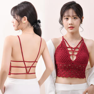 Бюстгальтер-топ с треугольными чашечками из водорастворимого французского кружева, сексуальные бретельки, красивая открытая спинка, дышащий топ-бикини для внешней торговли - Product Image 4