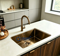 Évier de cuisine encastré simple en acier inoxydable 304 bronze antique fait main, luxe, 550*450mm
