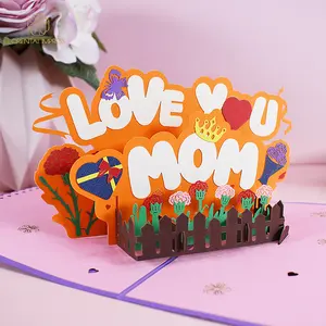 carte de voeux d&#39;anniversaire maman Suppliers-Carte de vœux 3D pour anniversaire, carte de voeux Pop-Up avec "Love You" pour la fête des mères, vente en gros, 2022