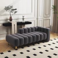 Tabouret de bout de lit carré trois places en velours de luxe nordique, canapé de chambre moderne, pouf de repos créatif, repose-pieds