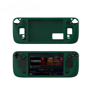 Étui de protection souple en silicone antidérapant Tideseer pour console de <span class=keywords><strong>jeu</strong></span> <span class=keywords><strong>Steam</strong></span> Deck, coque arrière en noir/vert/vert camouflage - Product Image 2