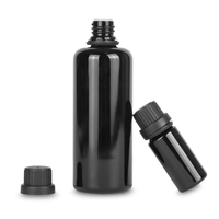 Bouteille d'huile en verre européenne la plus vendue Capacité de 5ml à 100ml avec bouchon en bois et bouchon de pulvérisation Surface sérigraphiée Couleur noire