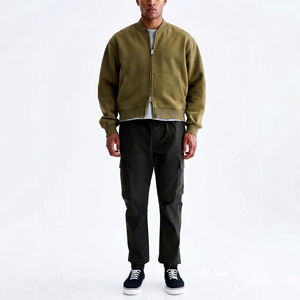 Men's Casual Solid Cargo Jogger <b>Trousers</b> | <b>Black</b> Elastic Cuff Drawstring Waist | Flat Durable Zipper Fly | Wholesale OEM/ODM - Product Image 1
