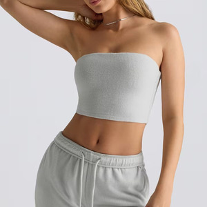 2025 personnalisé mode léger Bandeau haut pour les femmes doux respirant actif Yoga extensible salon porter mignon plaine blanc bustier tubulaire - Product Image 1
