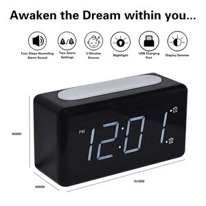 Réveil vibrant pour la sieste, avec miroir LED carré, pour chevet, bureau d'étudiant, cuisine, bureau, salon, avec calendrier et fonction de réglage de l'heure - Product Image 3