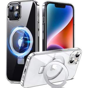 Funda para iPhone 13 14 con Anillo Magnético Transparente y Soporte, Compatible con Funda de Teléfono con Acabado de Espejo Transparente - Product Image 1