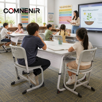 Ensemble de chaise et pupitre scolaire double en métal durable, mobilier de classe moderne pour l'école primaire et secondaire