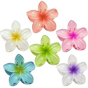 Pince à cheveux florale tropicale en résine brillante, motif fleur de frangipanier hawaïenne, couleur vive, pour femme, estivale - Product Image 6