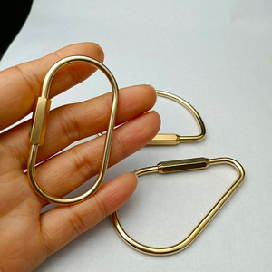 Porte-clés ovale en laiton à visser, <span class=keywords><strong>mousqueton</strong></span> <span class=keywords><strong>verrouillable</strong></span> pour sac, sac à main, accessoires de bijoux DIY - Product Image 2