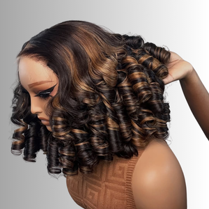 Parrucca in <span class=keywords><strong>Capelli</strong></span> Umani Brasiliani Ricci e Voluminosi, Colorata, con Rete 7x5, Senza Colla, per Donne - Product Image 1