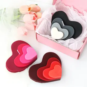 Flat Trio Heart Candle Mold DIY Making Silicone Mold Stack Love Heart Scent Soap Plaster Resin Valentine's Day Decor Custom