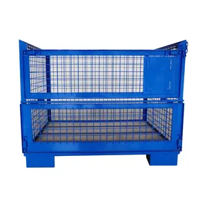 foldable steel zinc wire mesh cage pallet,metal steel wire mesh security roller cage,storage mesh container