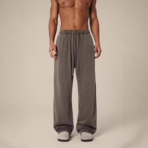 Pantalones Deportivos de Pierna Recta para Hombre, 100% Algodón Lavado, Corte Holgado, Estilo Casual - Product Image 3