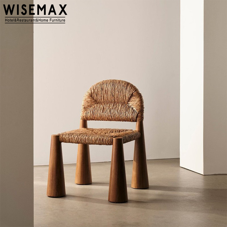 Мебель WISEMAX в скандинавском стиле, мебель для столовой, деревянная рама орехового цвета, Тканое сиденье из ротанга, обеденное кресло для ресторана