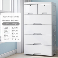 Armoire de rangement empilable en plastique coloré pour vêtements de chambre à coucher avec roulettes et tiroirs coulissants
