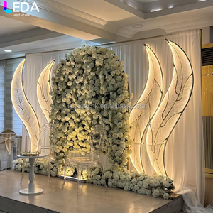 LEDA Modern Luxury Events Metal <b>Backdrop</b> Leaf-shaped <b>Backdrop</b> LED Composite Background Arch for Wedding - Product Image 2