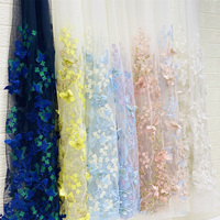 Spot simple face lait soie 3D papillon dentelle femmes robe robe de soirée maille tissu de broderie tridimensionnel