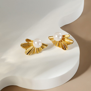 Pendientes de Concha en Oferta, Chapados en Oro de 18K, Estilo Perla, para Regalo de Aniversario, Joyería Francesa de Lujo Ganku - Product Image 4