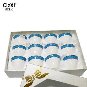 12pcs 도자기 아랍어 cawa 컵 세트 선물 상자 패션 데칼