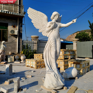 Jardín Tamaño real Tallado a mano Ángel de mármol natural con alas Escultura de Ángel de mármol - Product Image 2