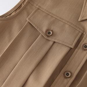 Abiti da donna Streetwear personalizzati <span class=keywords><strong>senza</strong></span> <span class=keywords><strong>maniche</strong></span> tinta unita plissettata Maxi <span class=keywords><strong>camicia</strong></span> abbottonata da donna Utility abito Cargo 2024 - Product Image 5