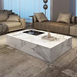 Set di Tavolini da Caffè Rettangolari Moderni di Lusso con Piano in Marmo e Struttura in Legno per Soggiorno con Cassetti <span class=keywords><strong>Arredamento</strong></span> Multifunzione Design alla Moda - Product Image 3