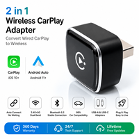 Adaptateur Dongle Mini CarPlay 2-en-1 5G Double Bande 5GHz WiFi à Connexion Automatique avec Commande Vocale pour Compatibilité Universelle Automobile