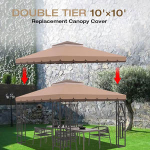 Couvercle supérieur de gazebo kaki imperméable et écologique à deux niveaux pour le barbecue extérieur et l'<span class=keywords><strong>abri</strong></span> du grill dans le <span class=keywords><strong>jardin</strong></span> de l'arrière-cour. - Product Image 4