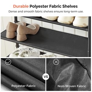 Shoe Rack Boots <strong>Shelf</strong> Shoe Storage Organizer <strong>with</strong> Side <strong>Hooks</strong> for <strong>Entryway</strong>, 24-30 Pairs Metal Taller - Product Image 6