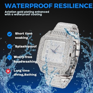 Reloj para Hombre con Diamantes Moissanite, Chapado en Oro Blanco Platino de Lujo, Esfera Cuadrada con Números Romanos, Correa Resistente - Product Image 5