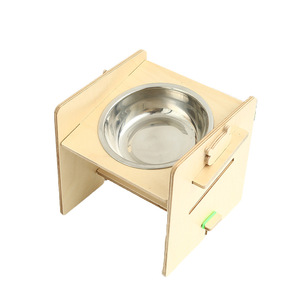 Cuenco doble oblicuo para mascotas, mesa de comedor con marco de madera de bambú, cuenco de cerámica para perros, cuenco para gatos, protege la vértebra Cervical para perros y gatos - Product Image 5